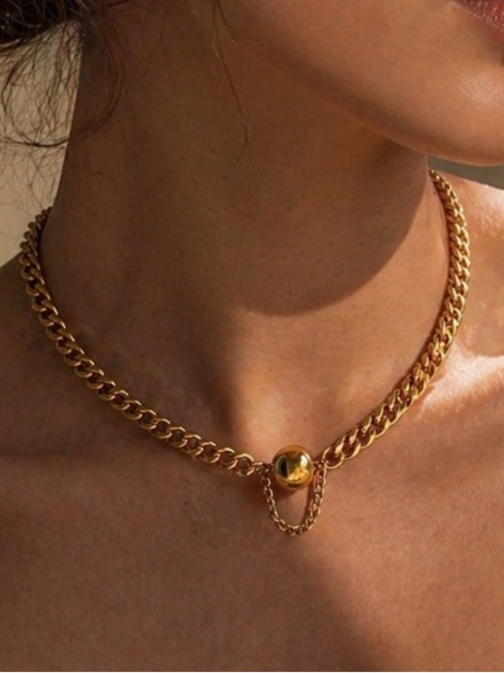 Gold Ball Chain Link Necklace